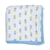 Theoni 100% Organic Muslin Reversible Snuggle Blankets-Popsicle Fun - Blue