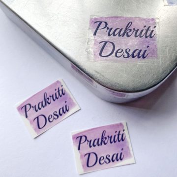 Personalised Purple Watercolour Transparent Labels