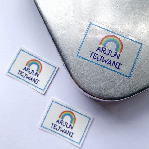 Personalised Rainbow Stamp Transparent Labels