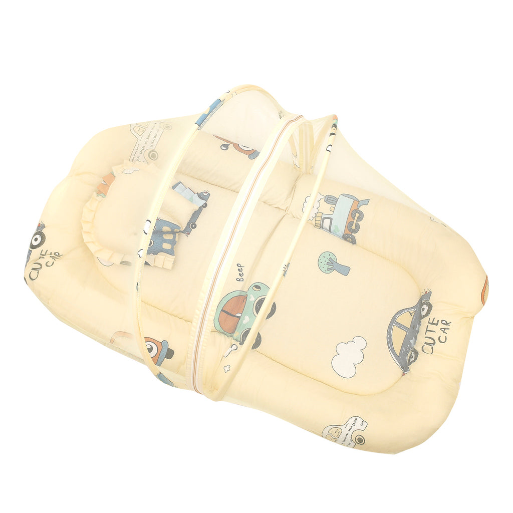 Baby Moo Tent Mattress Set With Neck Pillow Vintage Ride Yellow
