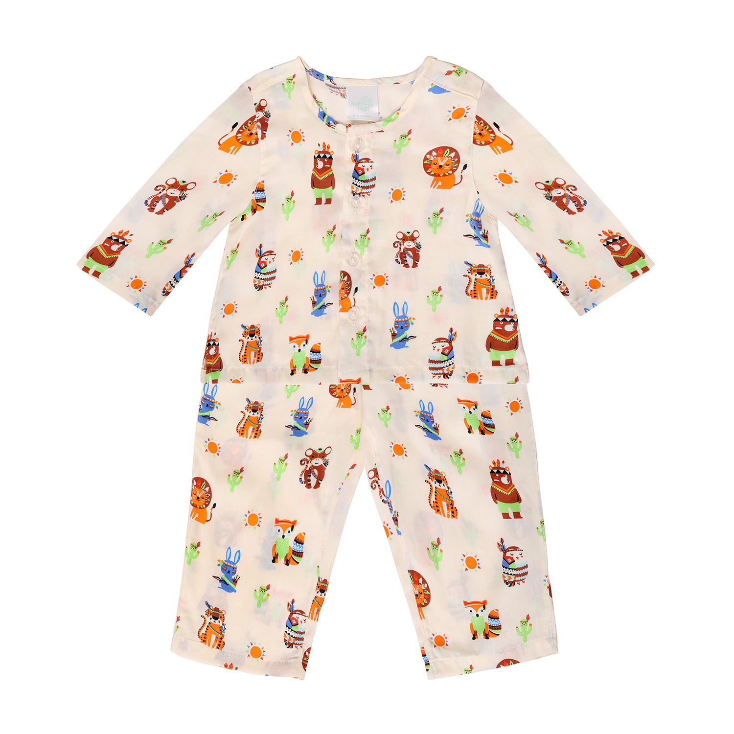 Tribal Animal Pure Cotton Infant Nightsuit