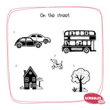 Wooden Stamp-A-Scene - On the Street (Red & Black Stamp Pad)