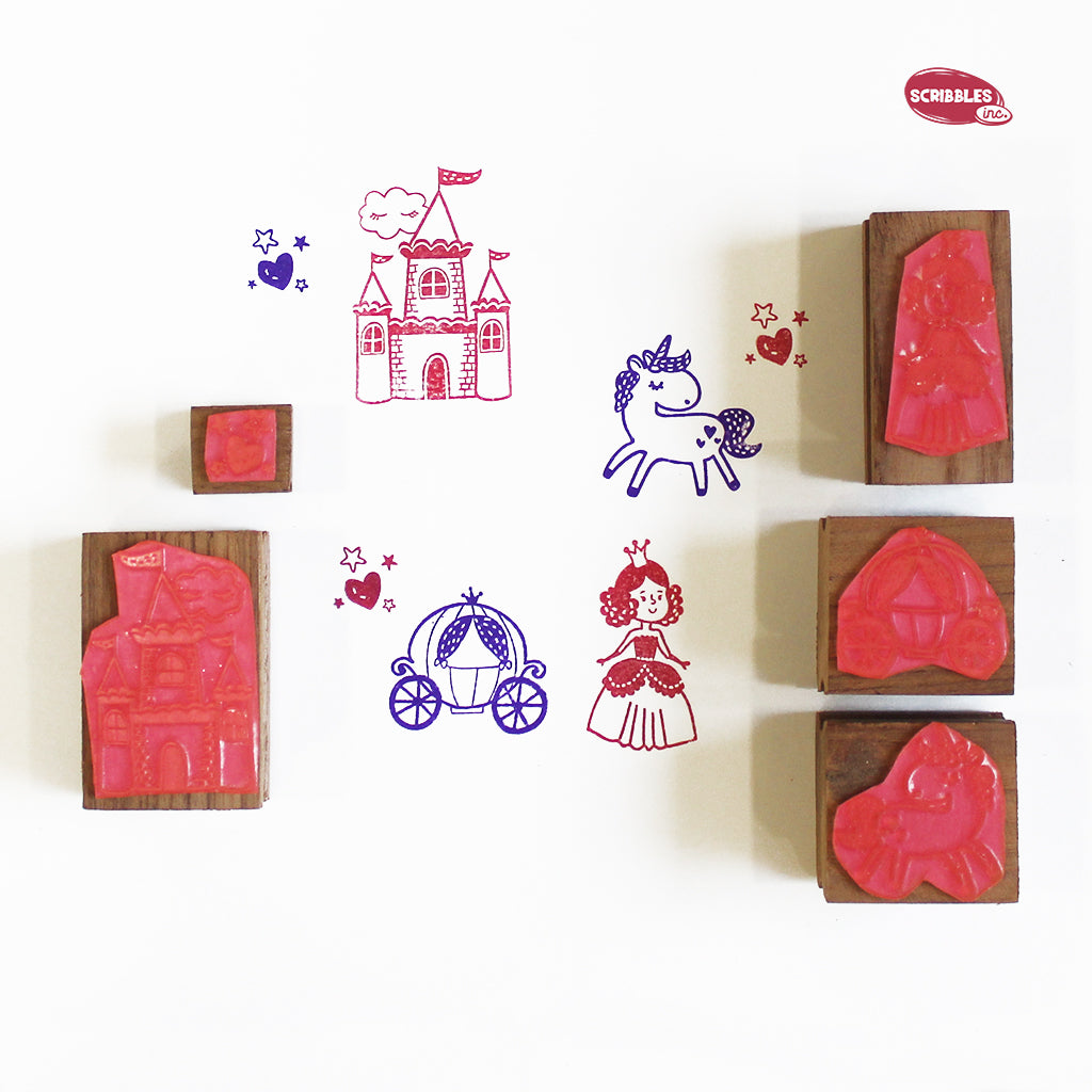 Wooden Stamp-A-Scene - Fairytale of a Princess (Red & Purple Stamp Pad)