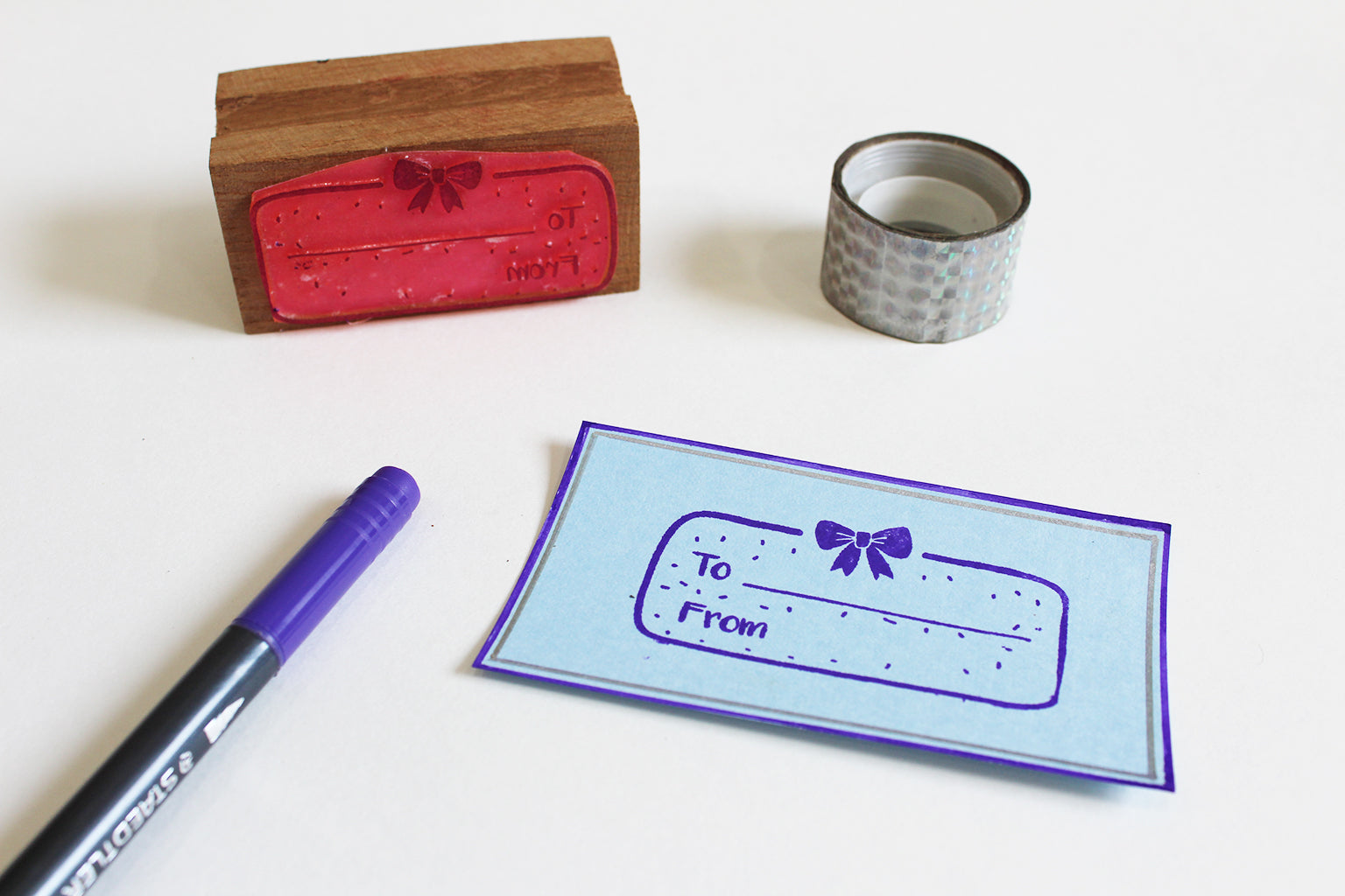 Personalised Wooden Text Stamp With Stamp Pad