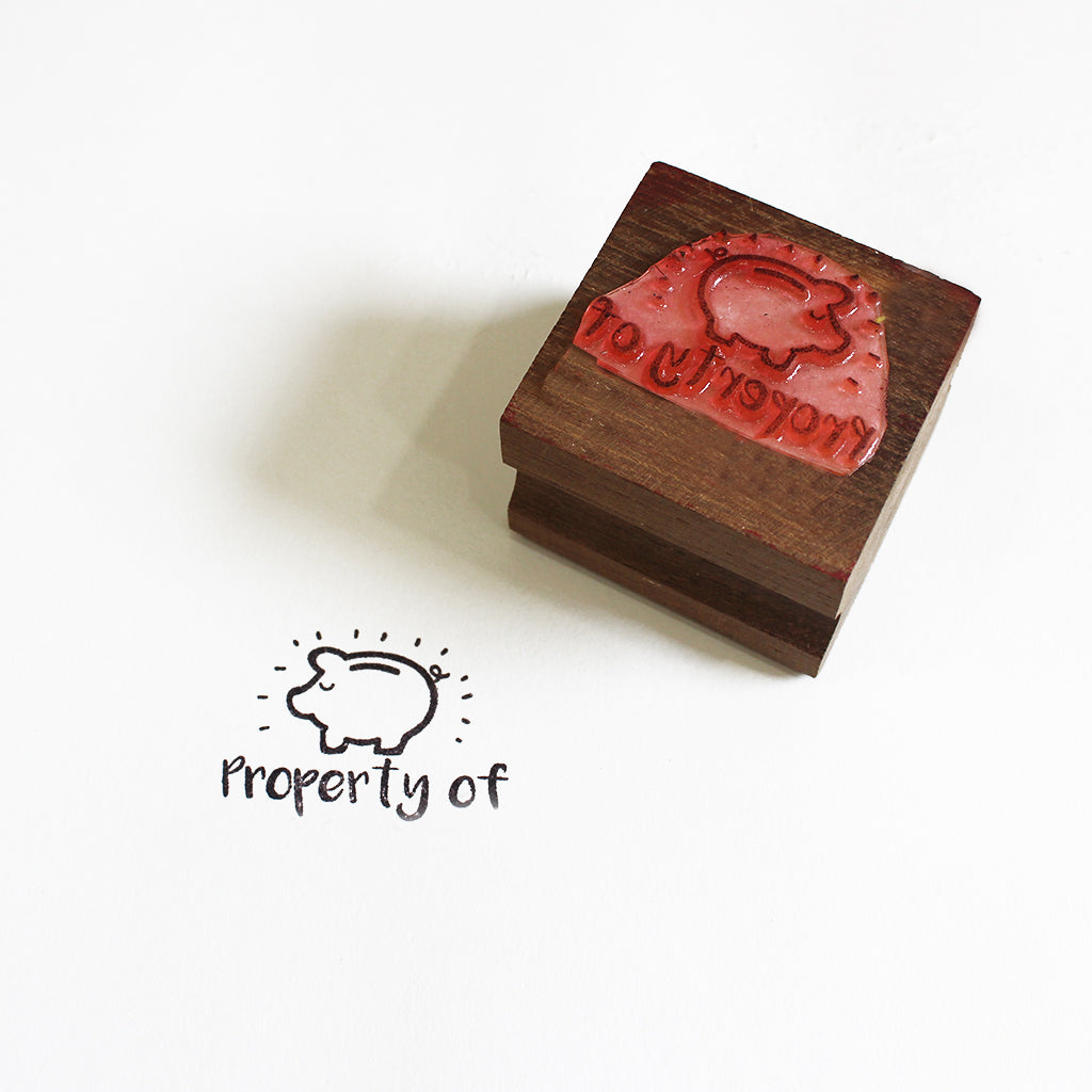 Personalised Wooden Text Stamp With Stamp Pad - Property of