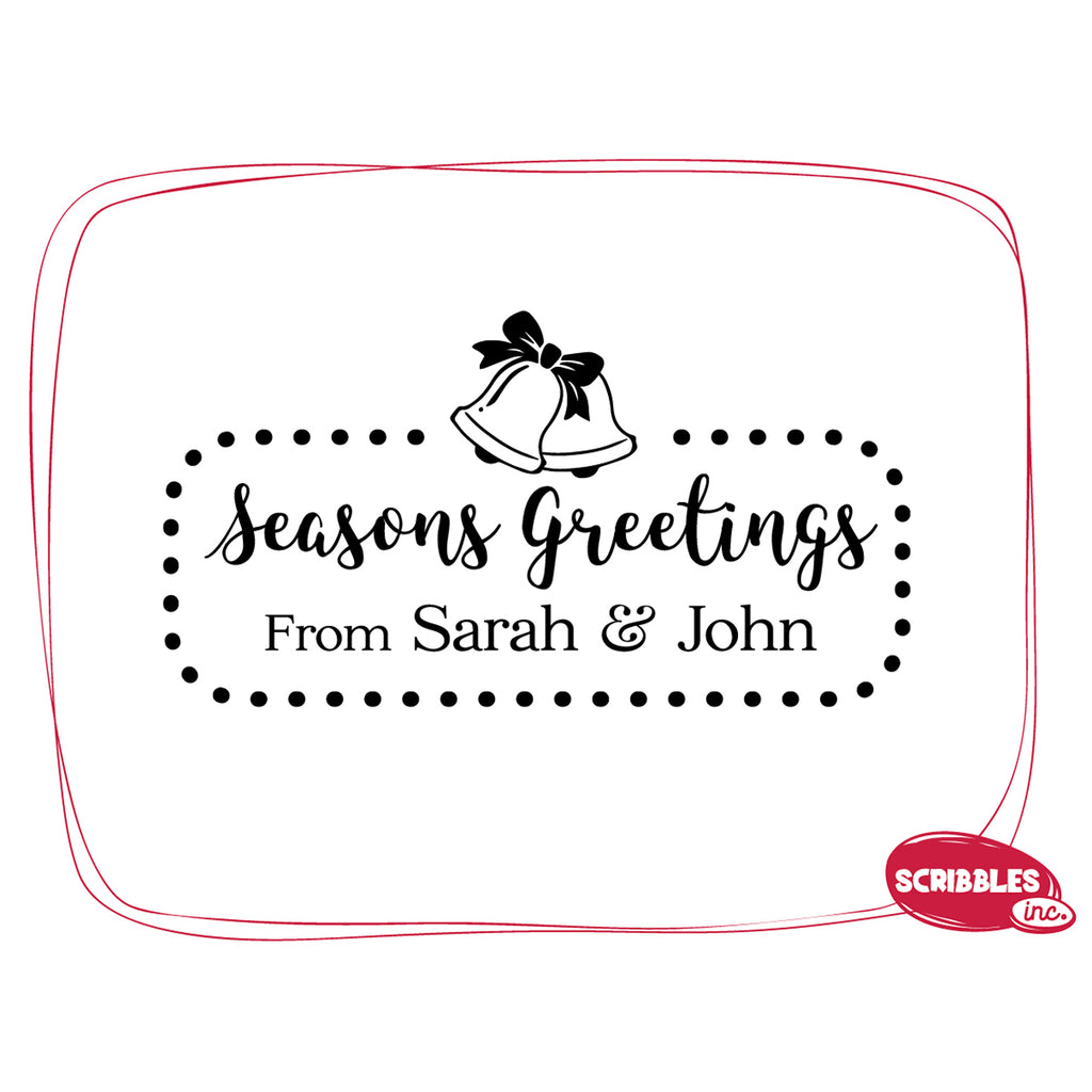 Personalised Wooden Text Stamp With Stamp Pad - Seasons Greetings 1