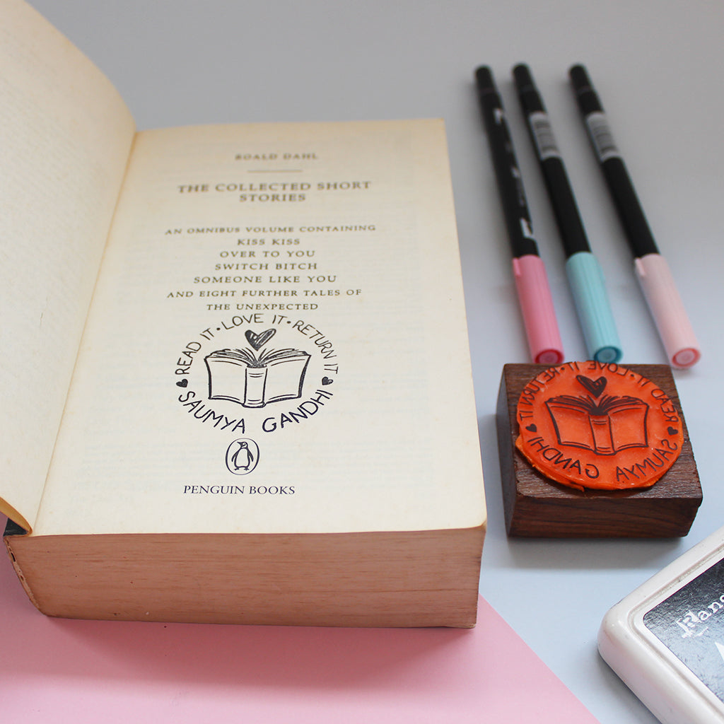Personalised Rubber Library Stamp With Wooden Mount - Lost & Found