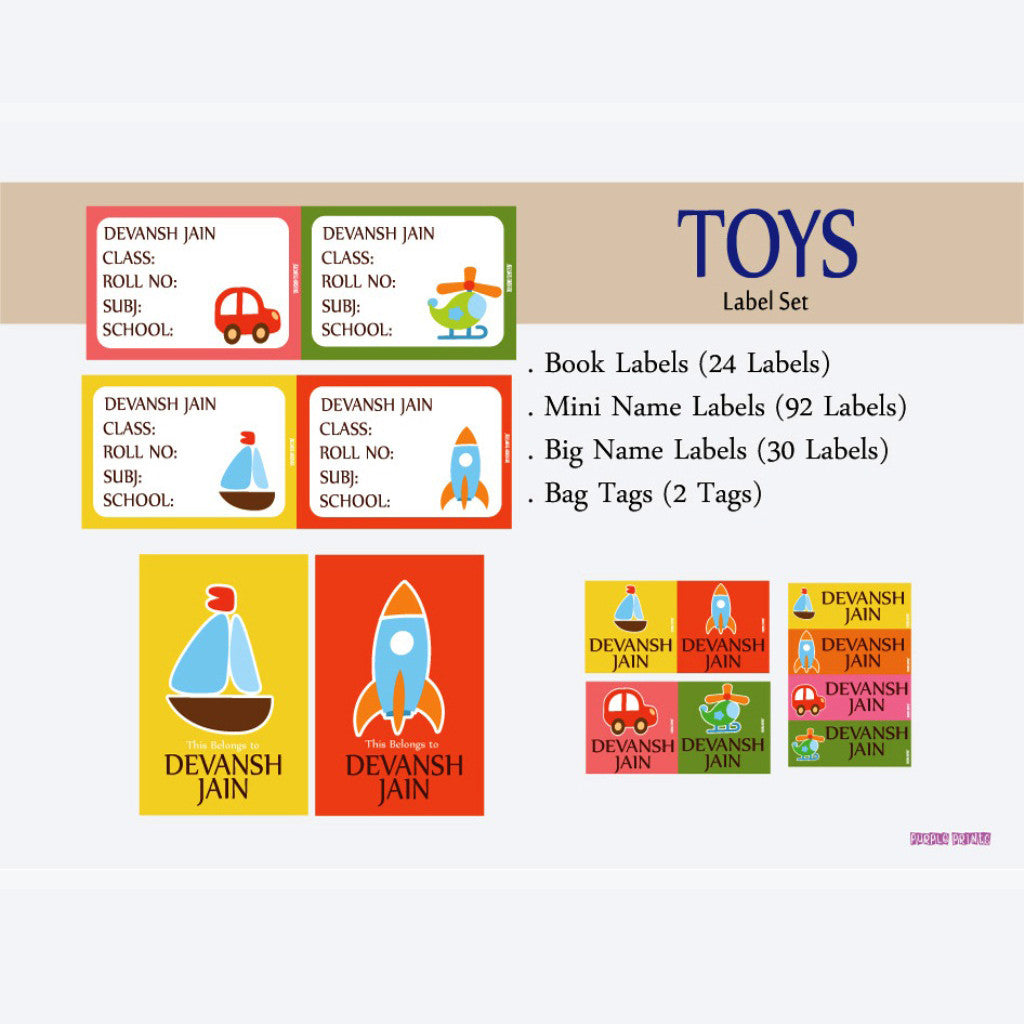Label Set - Toy, 146 labels and 2 bag tags