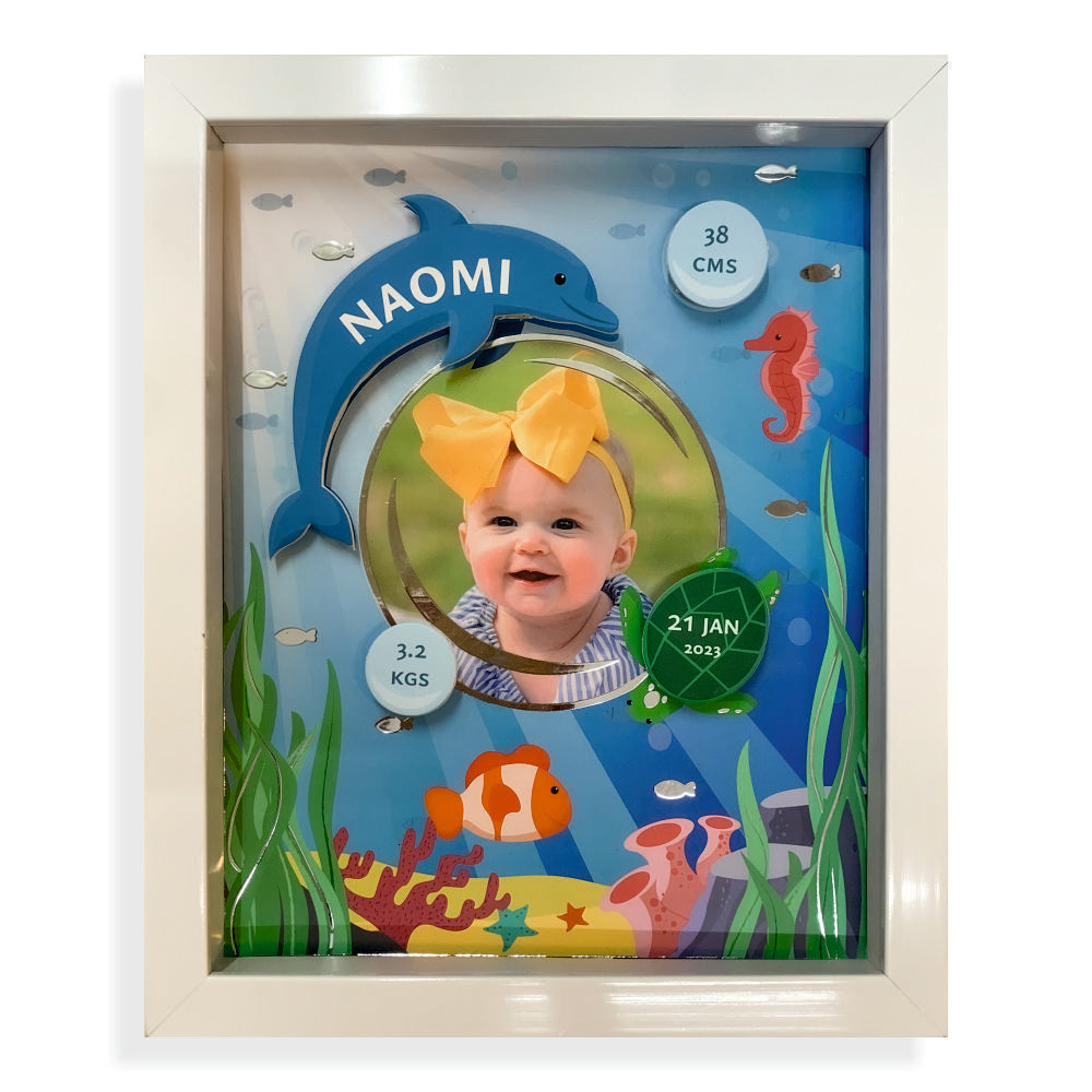 Shadow Box Frame with Silver Foil - Underwater