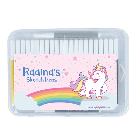 Personalised Aqua Sketch Pens - Unicorn