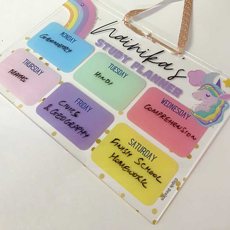 Personalised Unicorns & Rainbows Weekly Planner - Reusable
