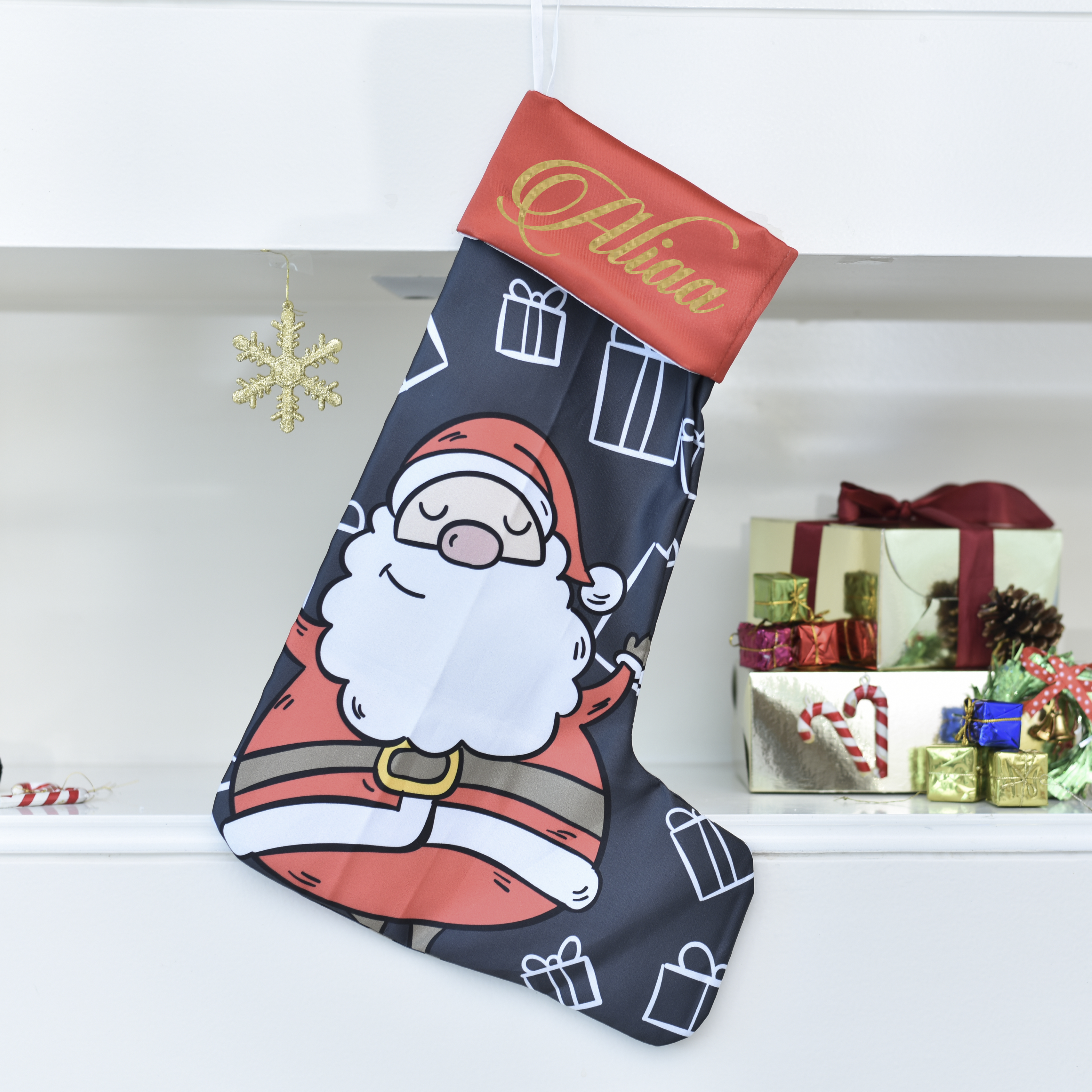 Personalised Santa Sleigh (Red) Stocking