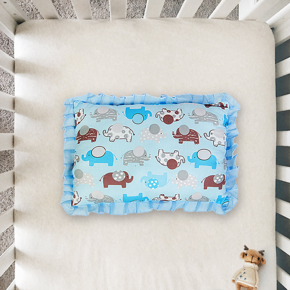 Baby Moo Elephant Blue Rectangular Small Pillow