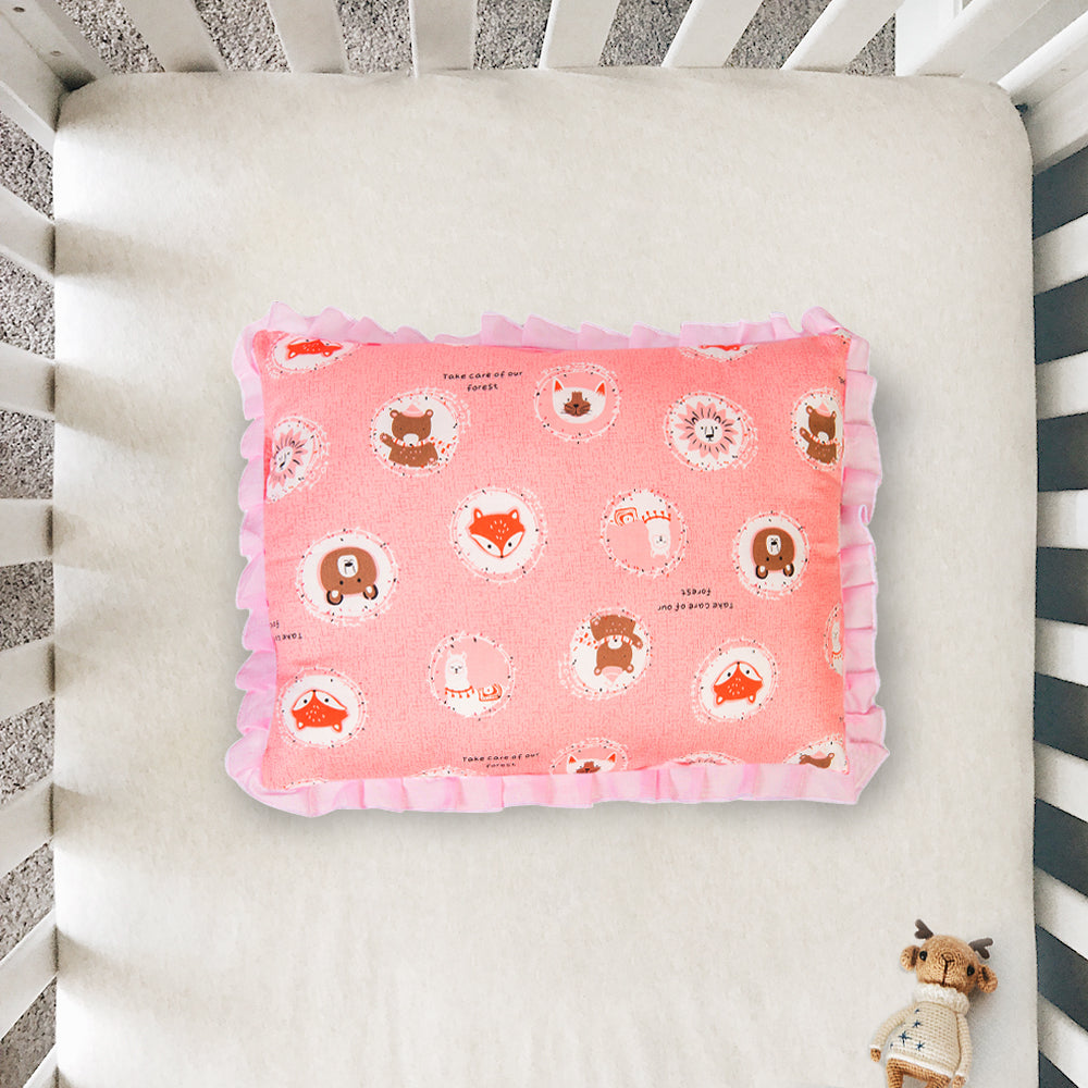 Baby Moo Forest Friends Peach Rectangular Small Pillow
