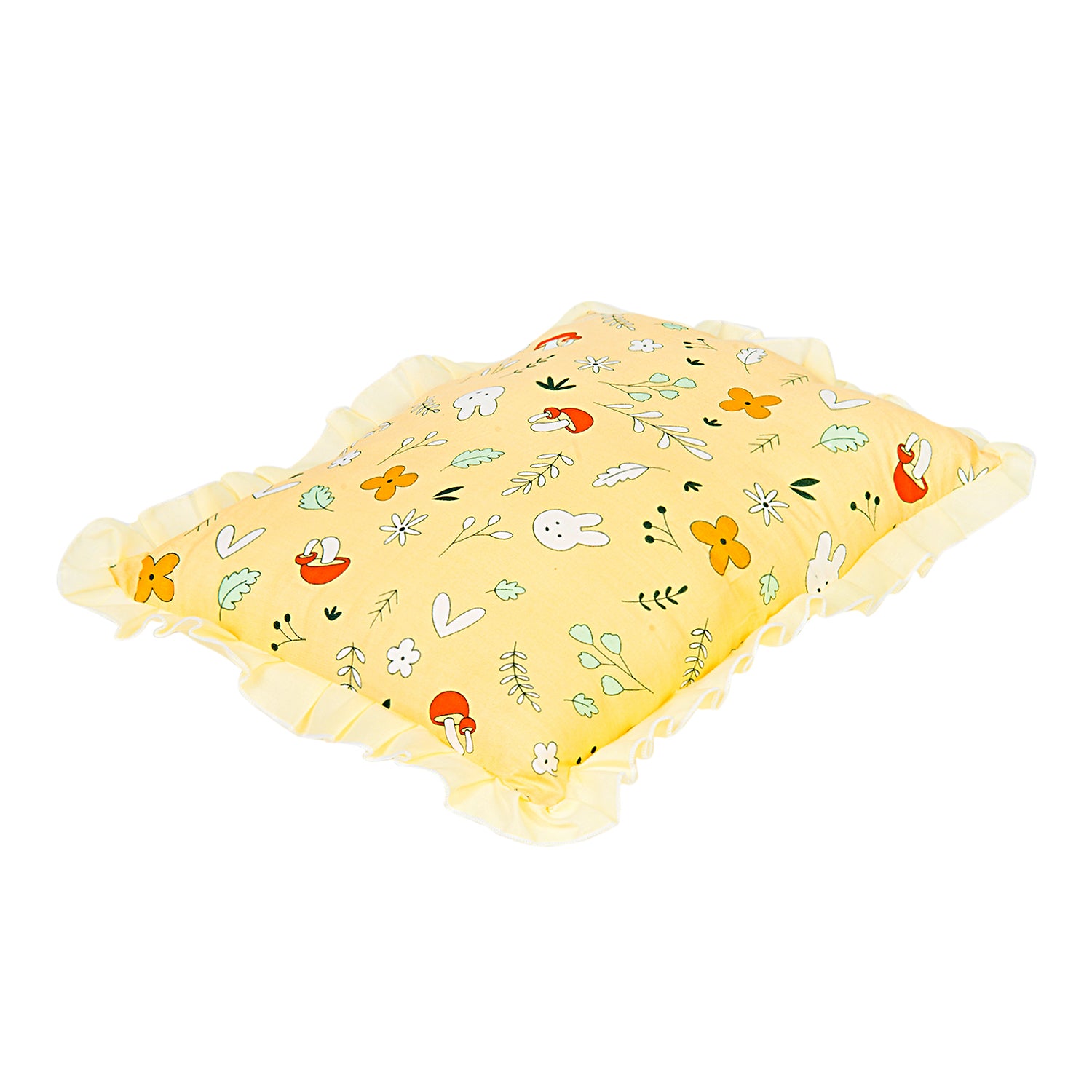 Baby Moo Floral Yellow Rectangular Small Pillow