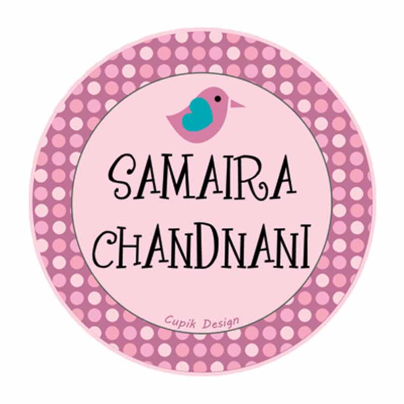 Personalised Pink Dots Waterproof Stickers (Round)