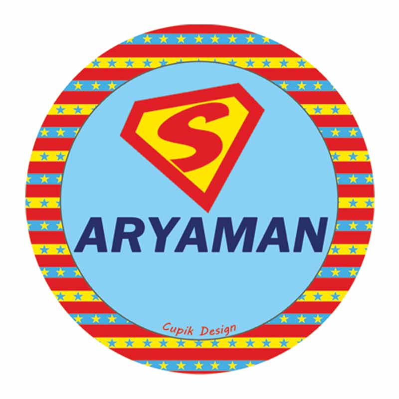 Personalised Superboy Waterproof Stickers (Round)