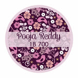Personalised Pink Floral Waterproof Stickers (Round)