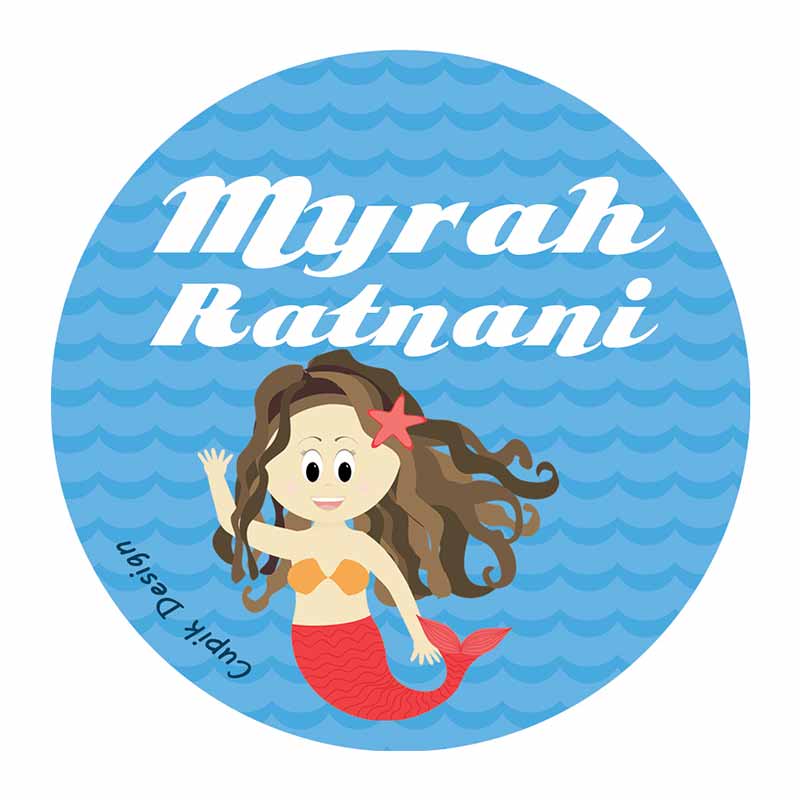 Personalised Mermaid Waterproof Stickers (Round)