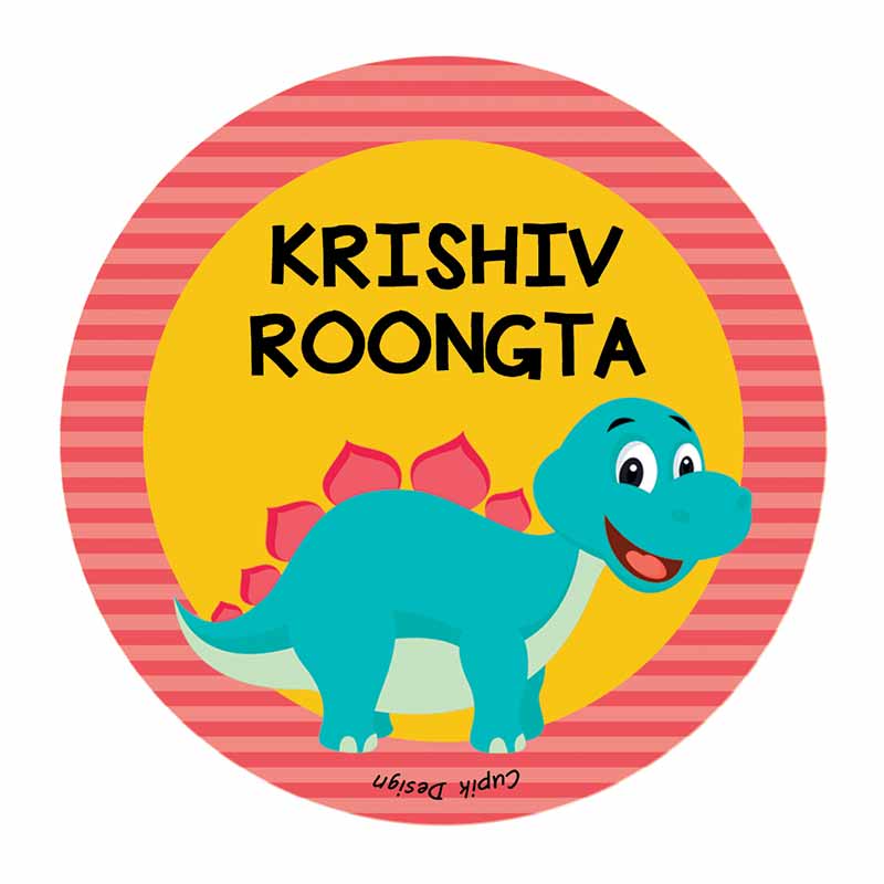 Personalised Dinosaur Waterproof Stickers (Round)