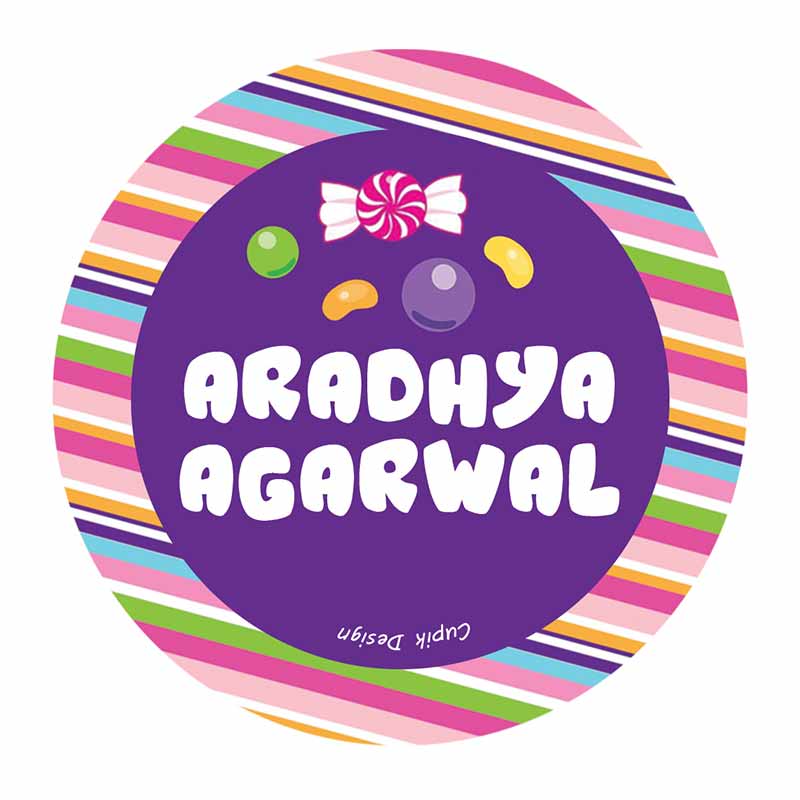 Personalised Candyland Waterproof Stickers (Round)