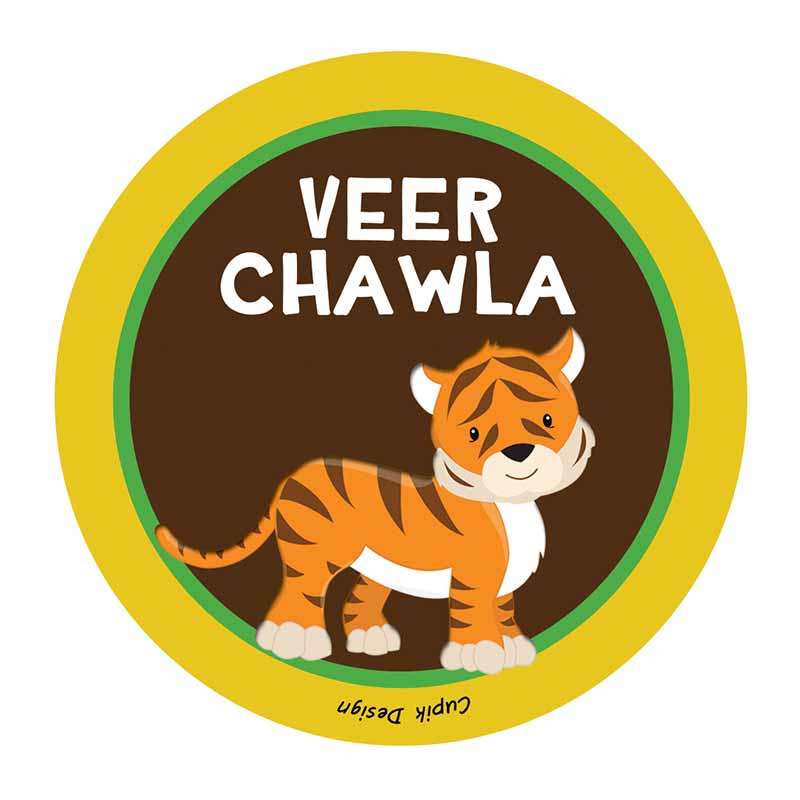 Personalised Tiger Waterproof Stickers (Round)