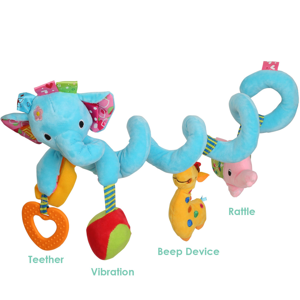 Baby Moo Elephant Blue Pram And Crib Spiral Toy