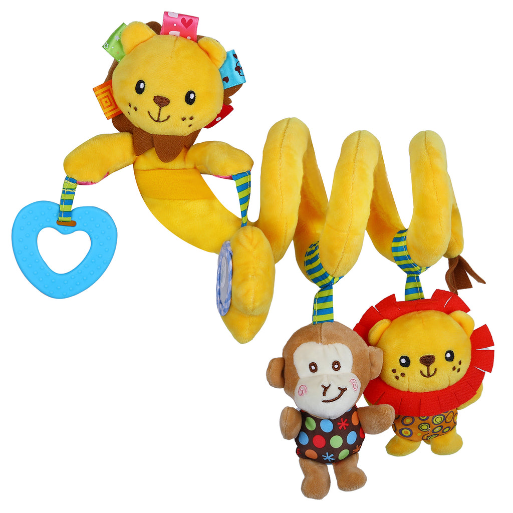 Baby Moo Lion Crib Spiral Hanging Toy With Teether - Yellow