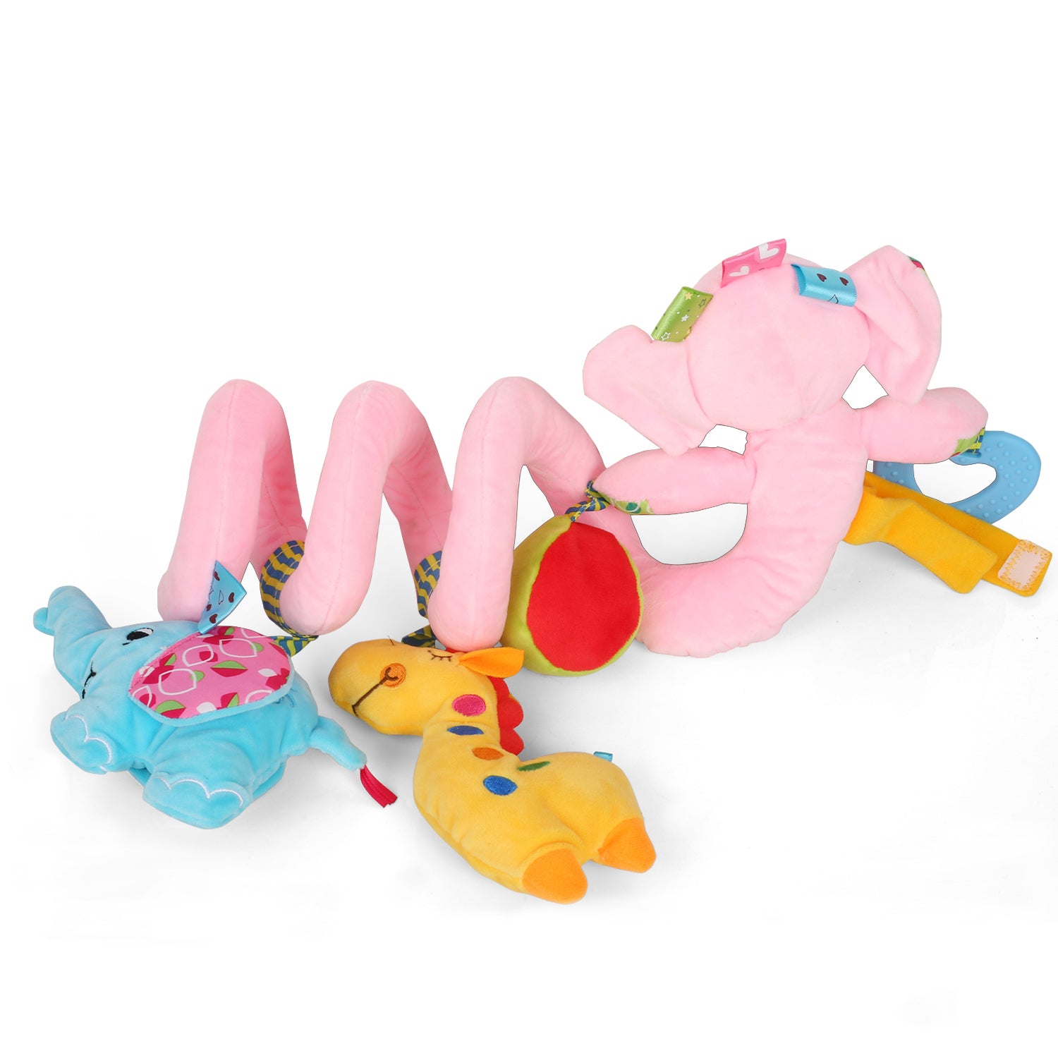 Baby Moo Elephant Pink Pram And Crib Spiral Toy