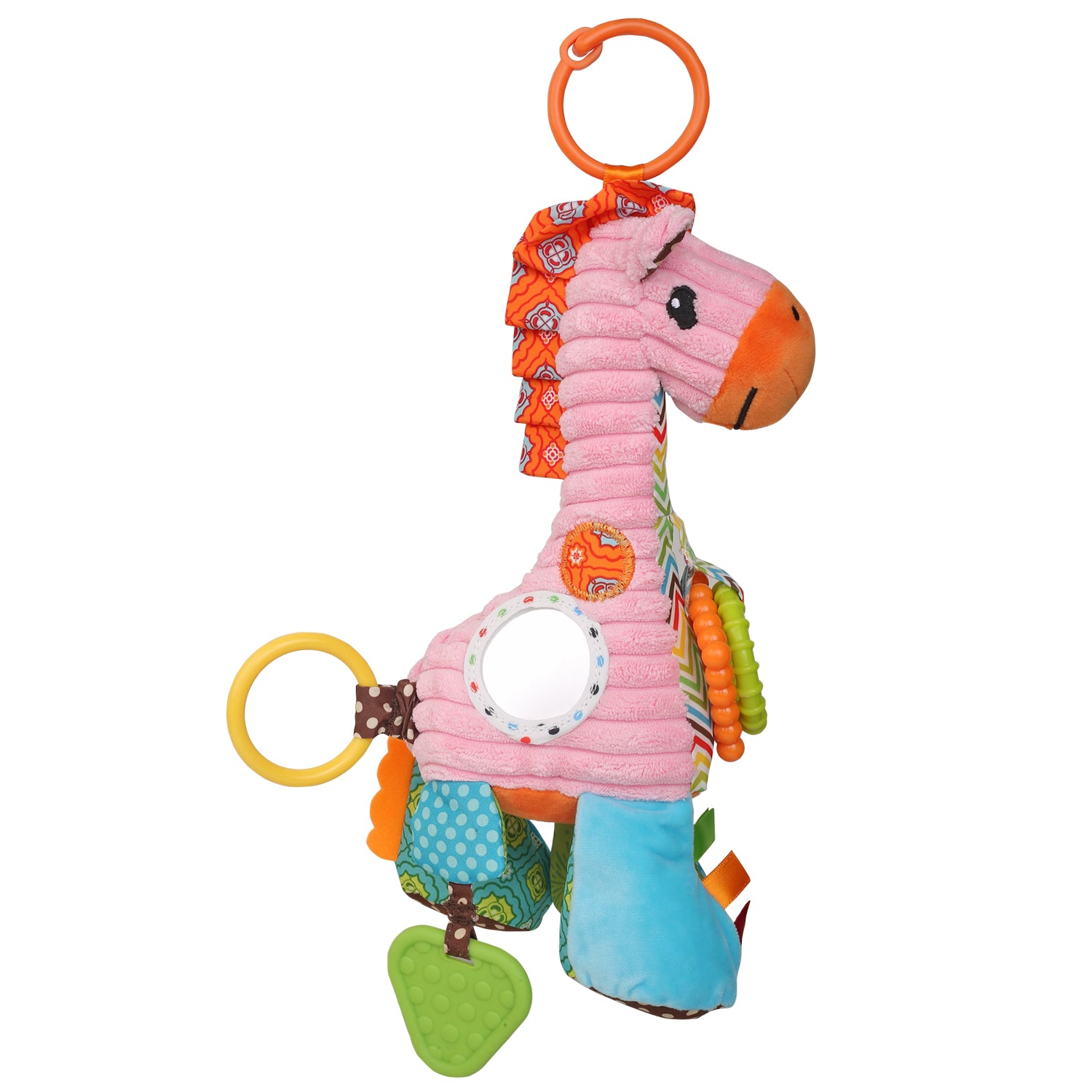 Baby Moo Giraffe Pink Pulling Toy With Teether