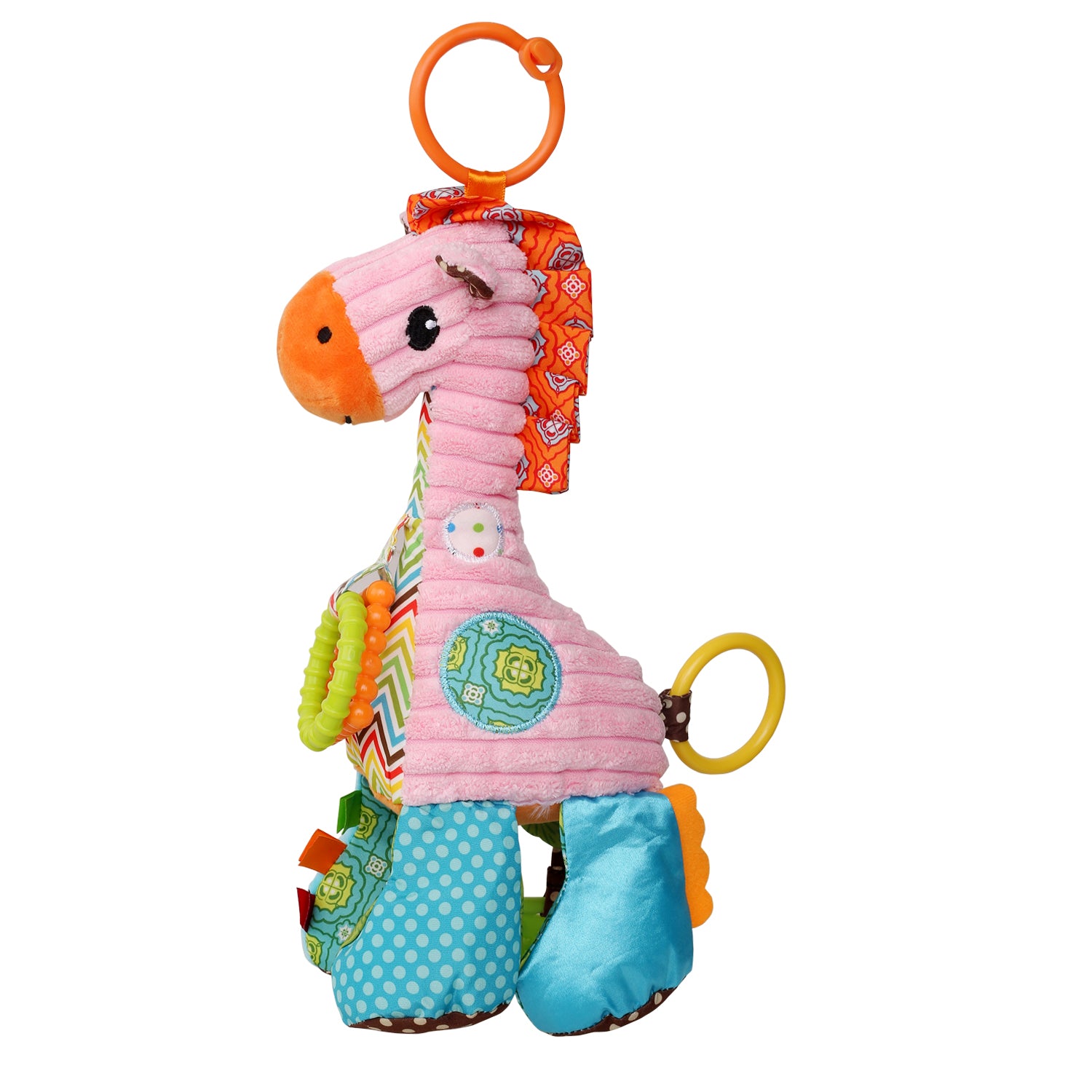 Baby Moo Giraffe Pink Pulling Toy With Teether
