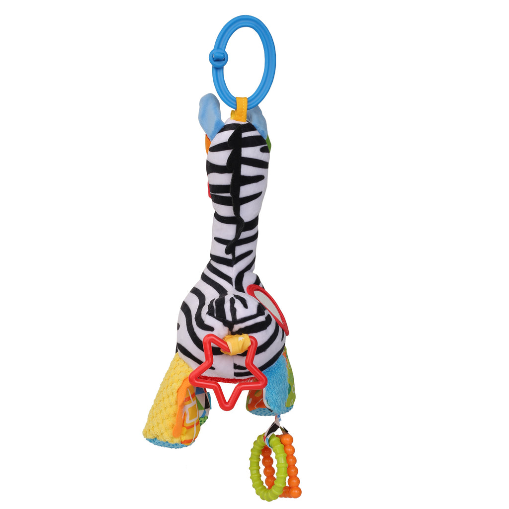 Baby Moo Zebra Multicolour Hanging Pulling Toy With Teether