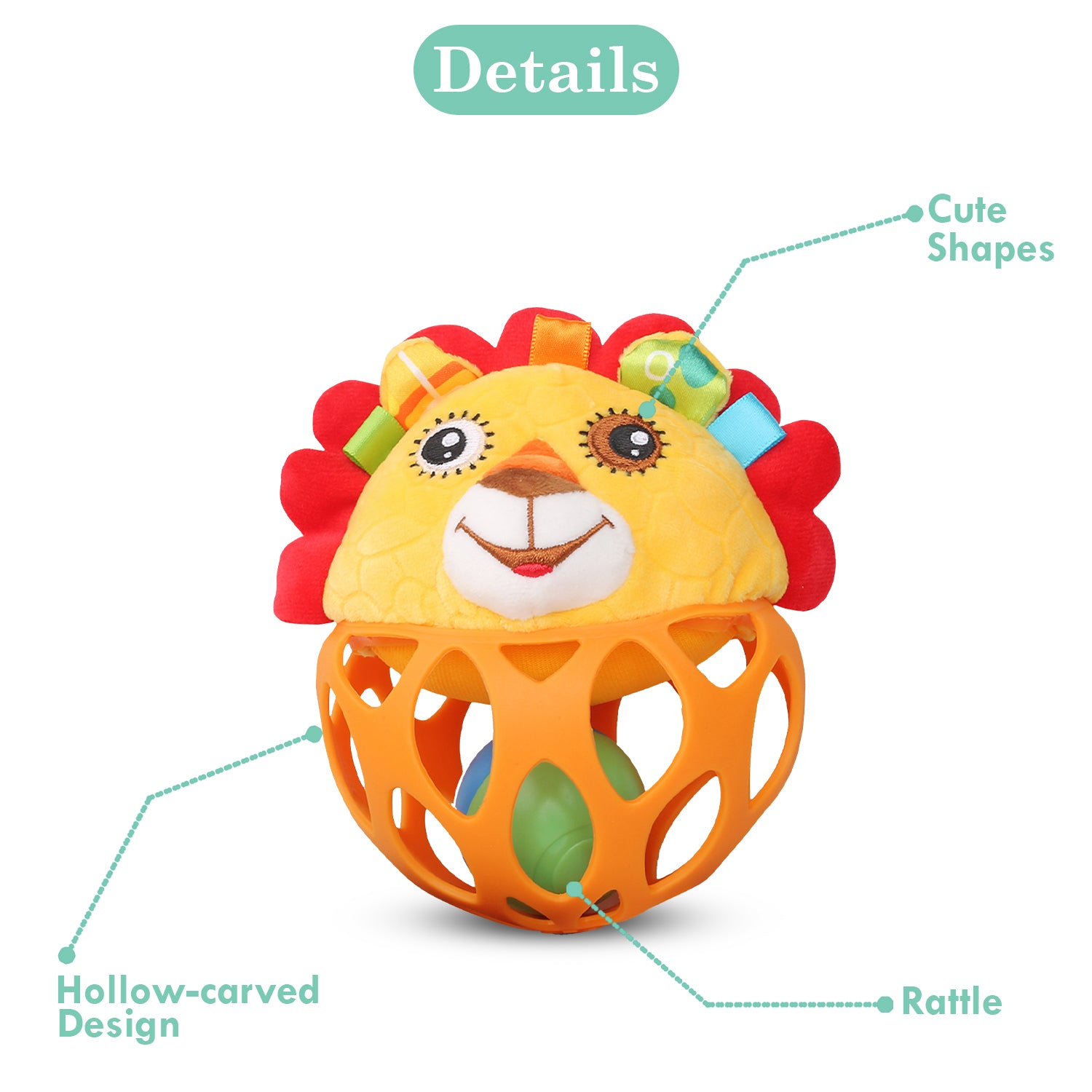 Baby Moo Lion Orange Rattle Ball