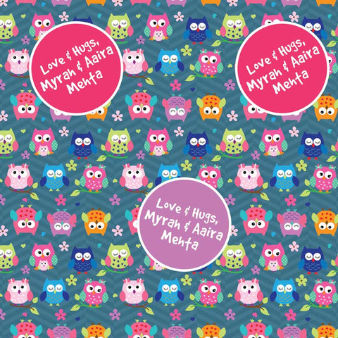 Personalised Wrapping Paper 13x26"  - Green Owls, Set of 50