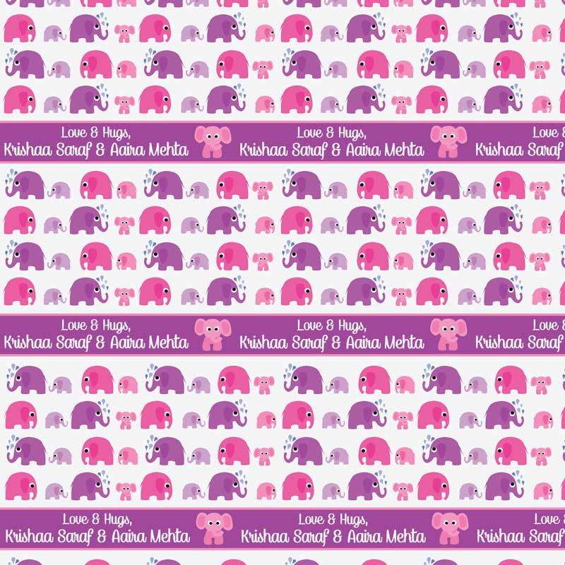 Personalised Wrapping Paper 13x26"  - Elephants, Set of 50