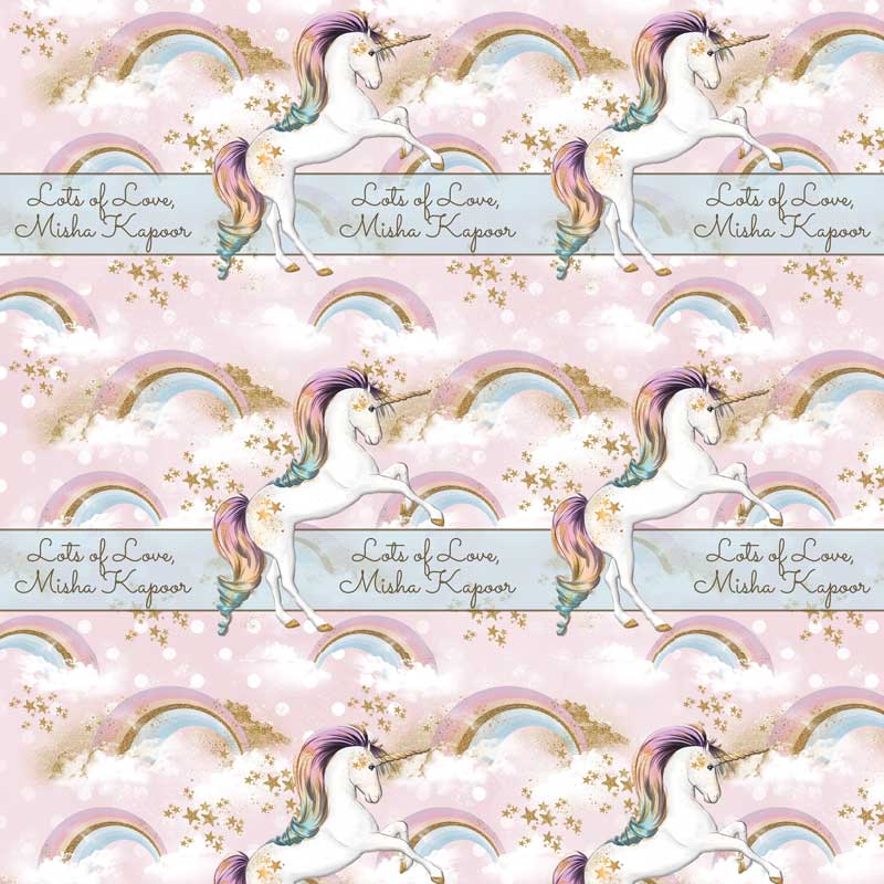 Personalised Wrapping Paper 13x26" - Unicorns, Set of 50