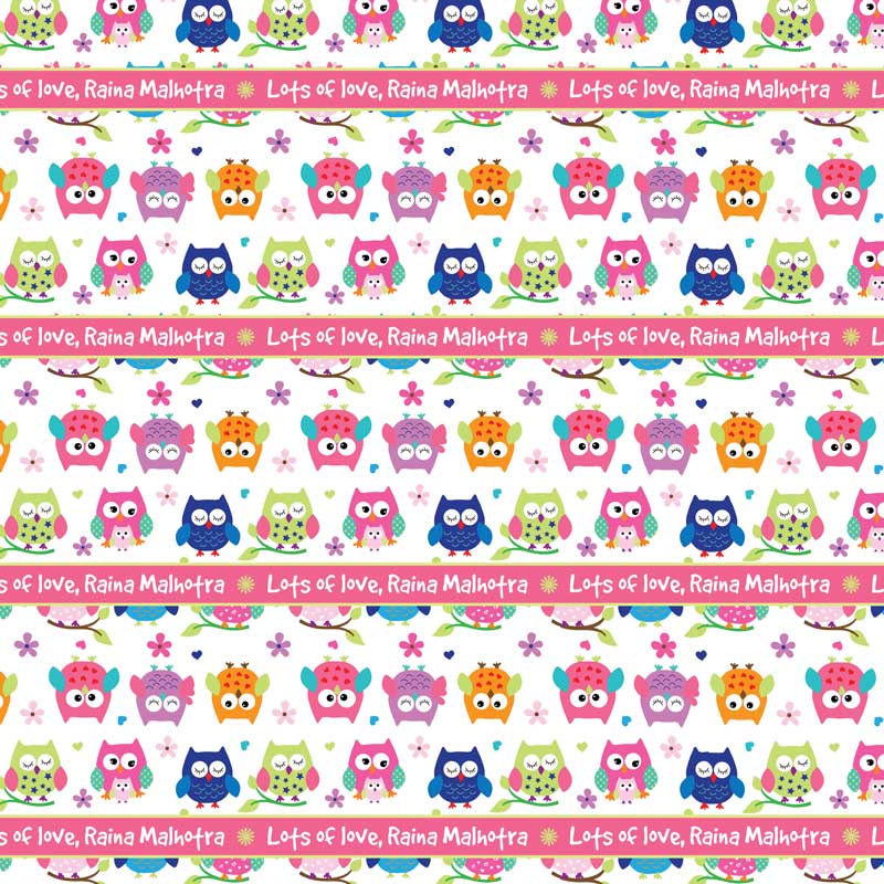 Personalised Wrapping Paper 13x26" - Owls, Set of 50