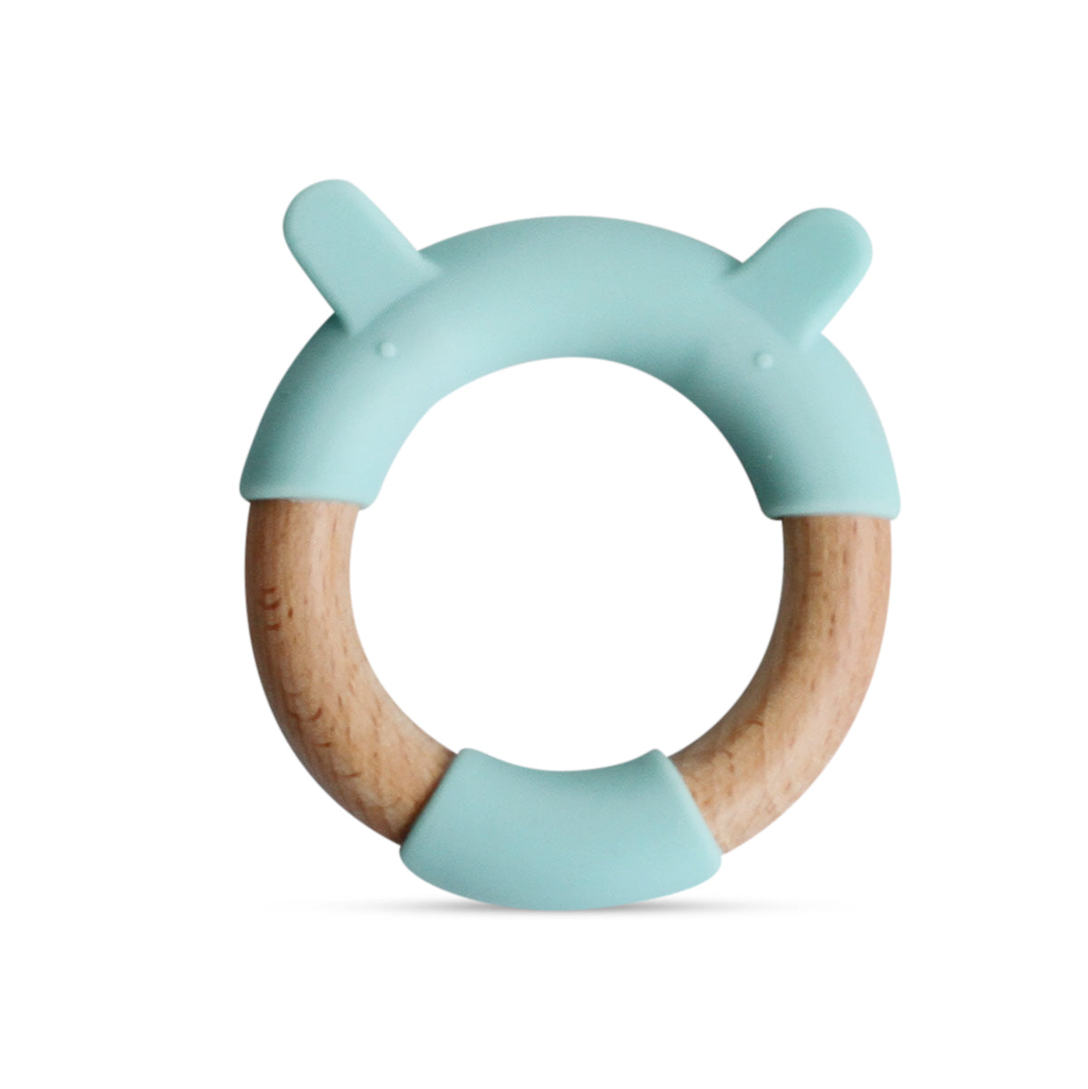 Wood + Silicone Ring Teether Toy - Blue