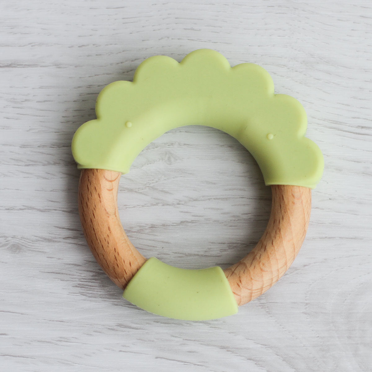 Wood + Silicone Teether Ring - Green