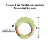 Wood + Silicone Teether Ring - Green