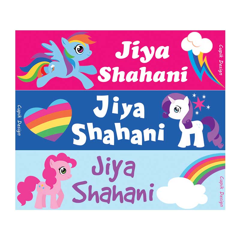Personalised Ponies Waterproof Stickers - Rectangular