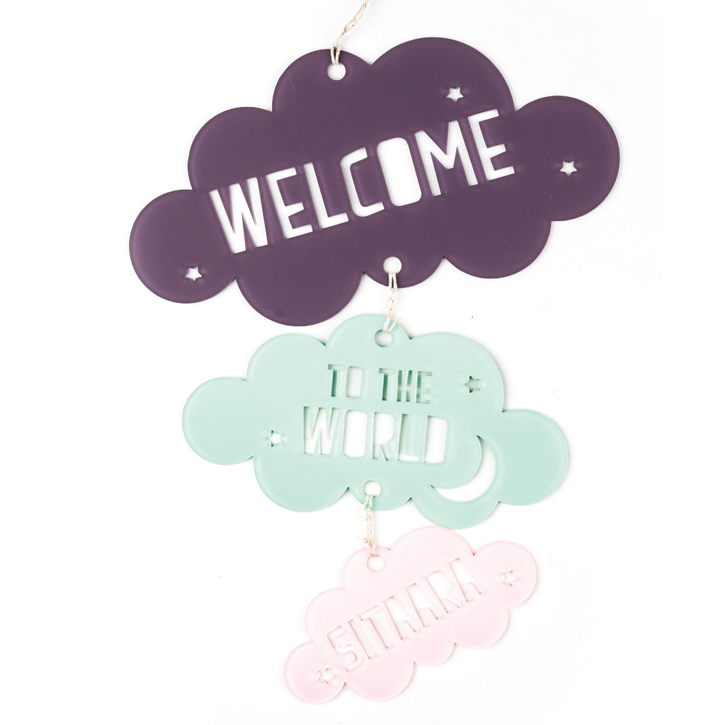 Welcome Baby Personalised Cloud Mobile