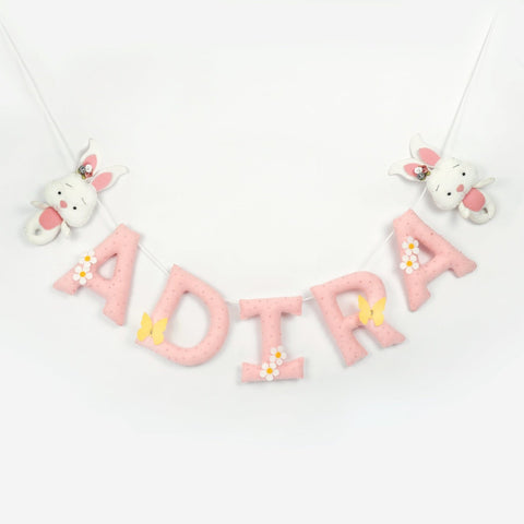 Pink Bunny Embellished Name Bunting/ Garland