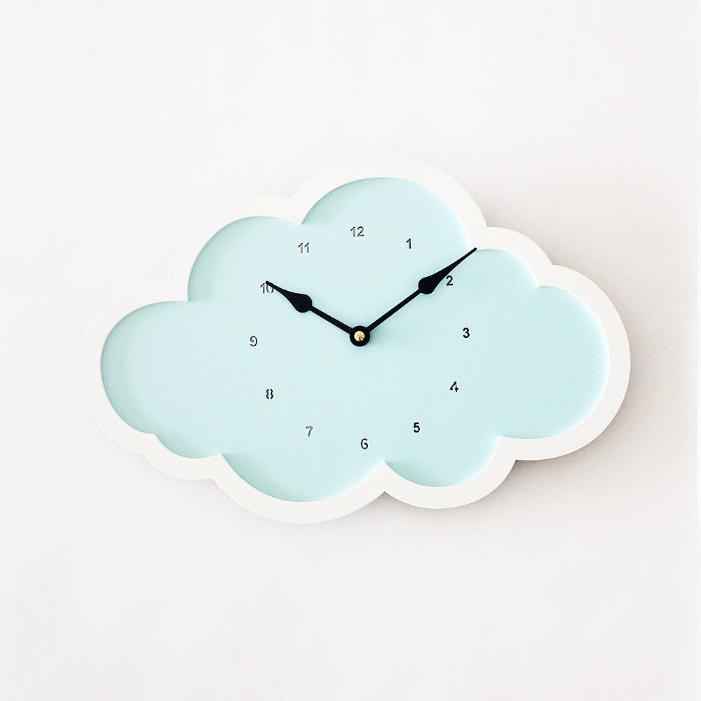 Cloud Clock - Blue - White Border