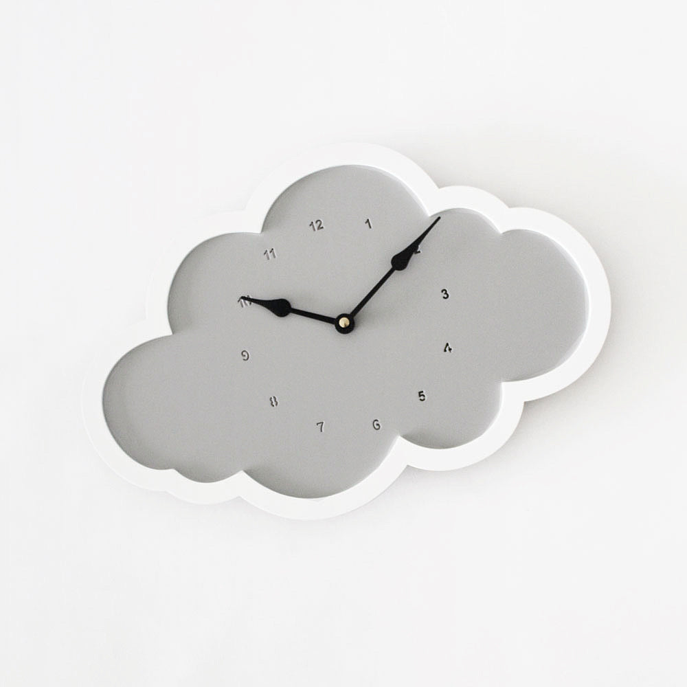 Cloud Clock - Grey - White Border