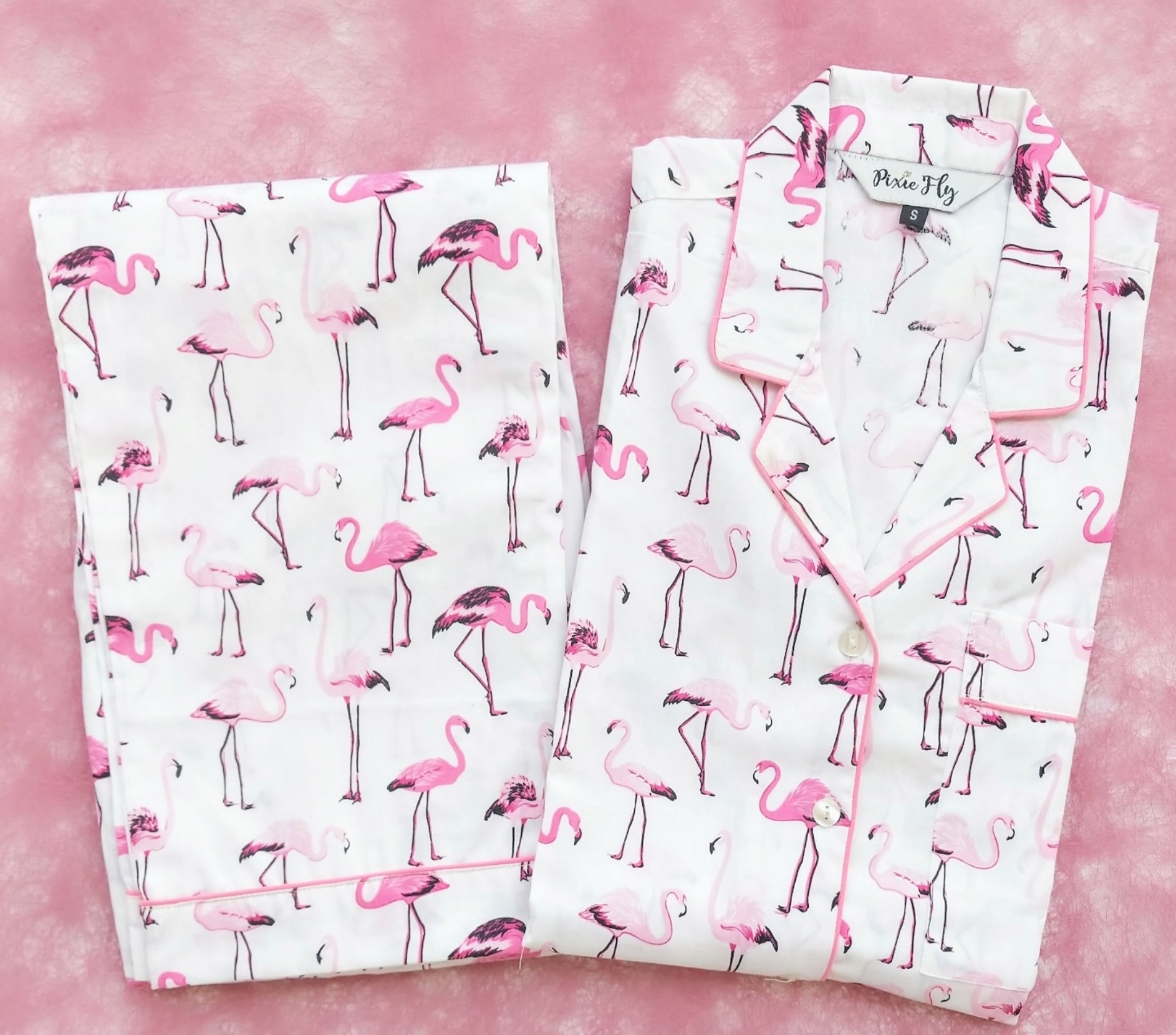 Kid's Pyjama Set - White Flamingo