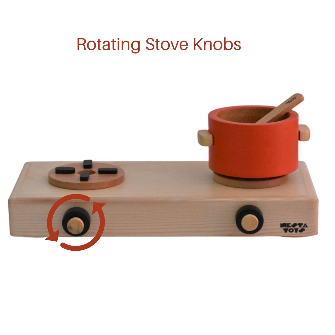 Nesta Toys - Wooden Gas Stove And Cooking Set (10 Pcs)