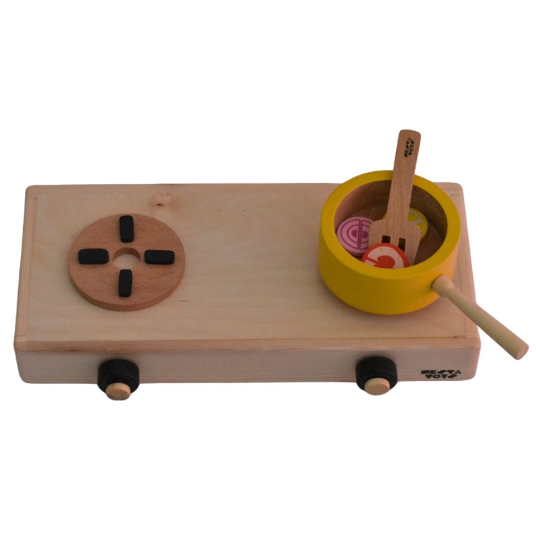 Nesta Toys - Wooden Gas Stove And Cooking Set (10 Pcs)