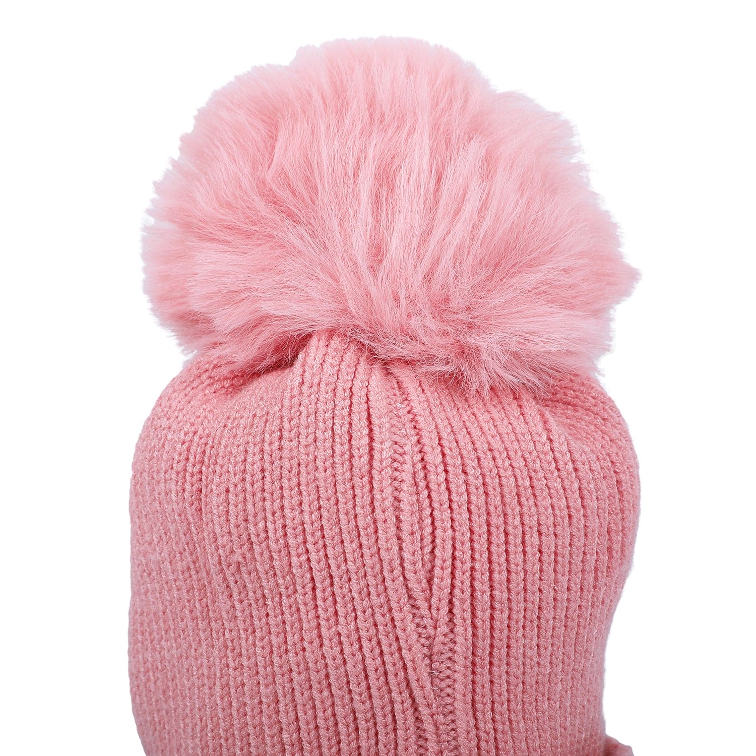 Baby Moo Tweety Eyes Pom Pom Woollen Cap - Peach - Baby Moo