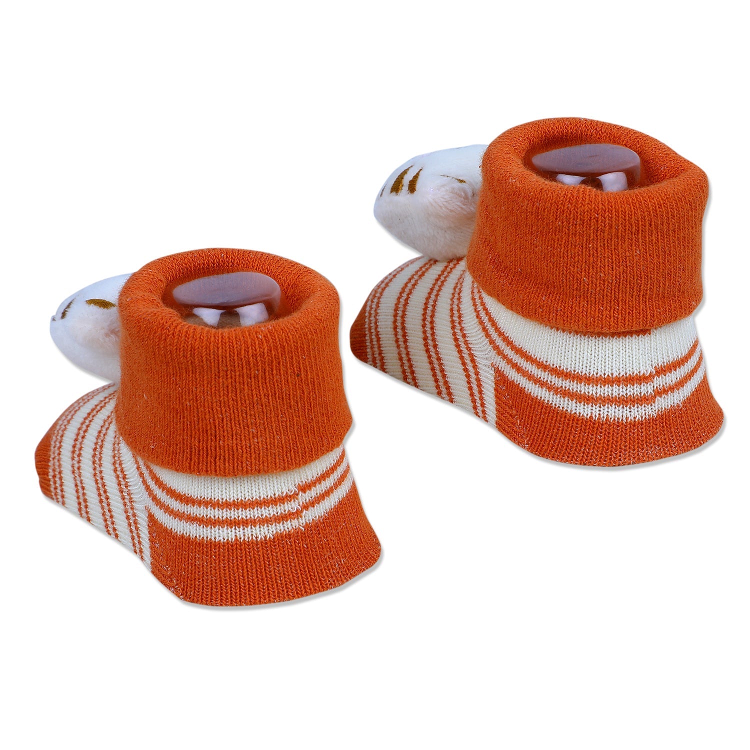 Baby Moo Tiger Cotton Anti-Skid 3D Socks - Orange